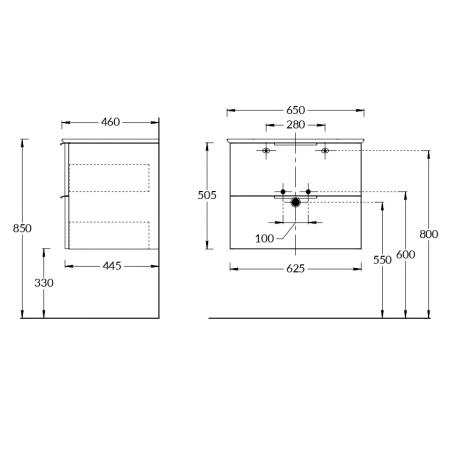 Тумба Kerama Marazzi PIANO FORTE ПИАНО ФОРТЕ PI.F.65\WHT подвесная 65 см, 2 ящика, белый глянцевый
