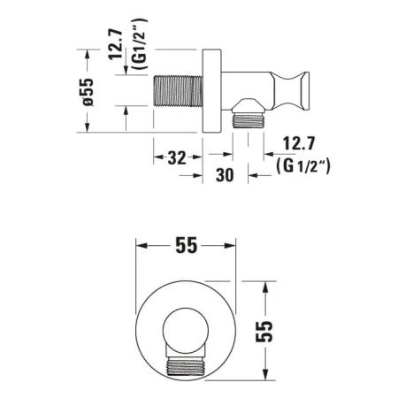 Duravit Shower Вывод для душа, с держателем, цвет: хром глянцевый