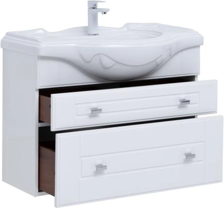 Тумба под раковину Aquanet Рондо 85 белый глянец