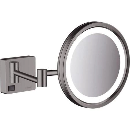Косметическое зеркало Hansgrohe 41790340 AddStoris D160 мм, х3, с LED подсветкой, 220V шлифованный черный хром