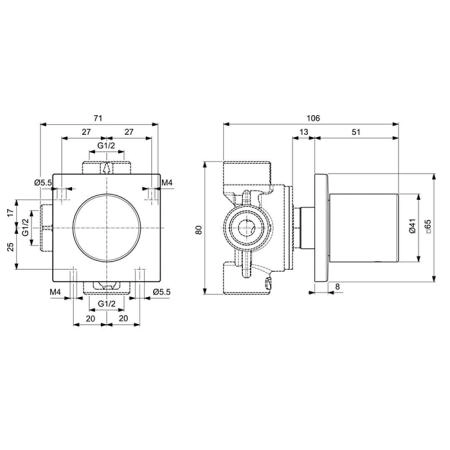 Ideal Standard Joy Neo Переключатель потоков, на 1 отв., подключение 3/4 (внешняя часть), для монтажа с A2391NU, цвет: хром