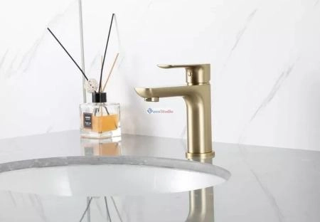 Смеситель для раковины Gappo G1048-3 Сатин золотой