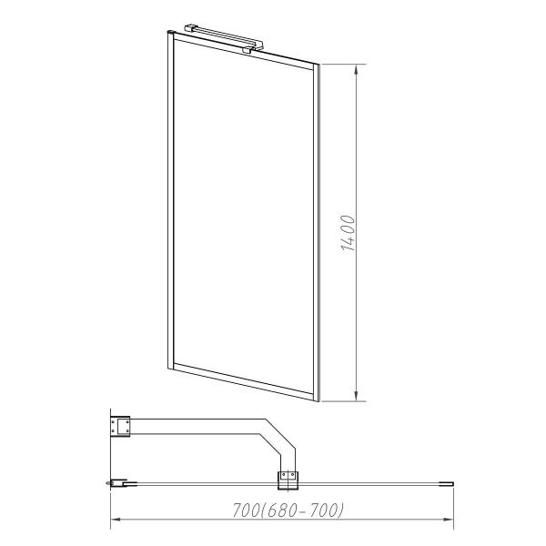 Душевая шторка Vincea VSB-41700CL, 700*1400, хром, стекло прозрачное