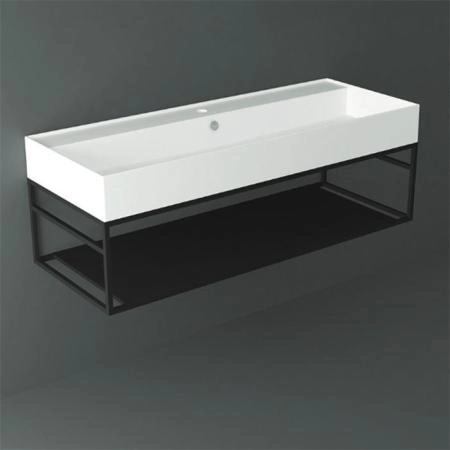 Simas Agile Структура металлическая 121x46xh28см, подвесная, для раковины с 1 отв., AG121, с 1 полкой, цвет: черный матовый