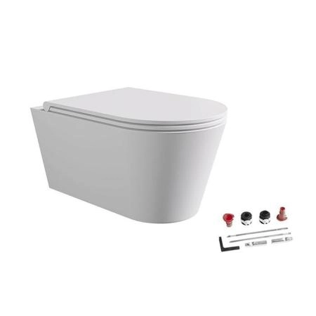 Alice Hide Round Унитаз 57х37см., подвесной, безободковый, с сиденьем и крышкой с микролифтом, с набором для крепления, цвет: белый матовый