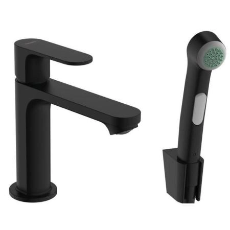 Смеситель Hansgrohe 72215670 Rebris S 109 мм, для раковины с гигиеническим душем черный матовый