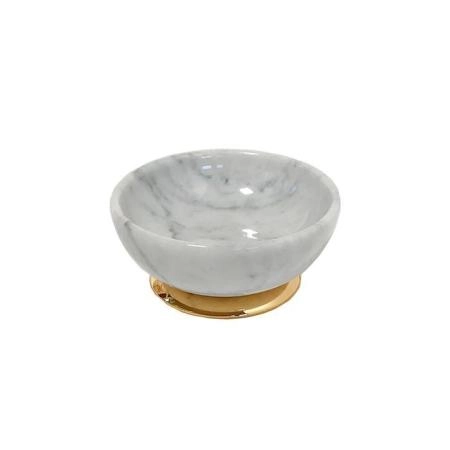 3SC Elegance Мыльница настольная, цвет: мрамор bianco carrara/золото 24к. Lucido