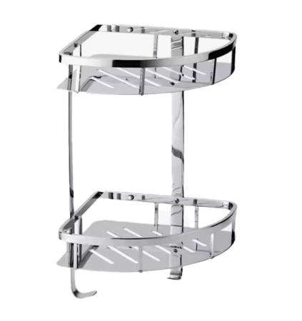 Полка для ванной 2-х ярусная угловая WONZON & WOGHAND, Хром (WW-4142)