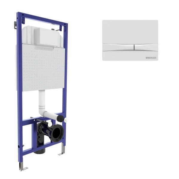 Инсталляция BERGES NOVUM 40254 для скрытого монтажа унитаза кнопка F4 Soft Touch, белая