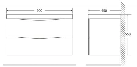 Тумба под раковину Belbagno MARINO Capucino Lucido подвесная 900x450x500 MARINO-900-2C-SO-CL-P