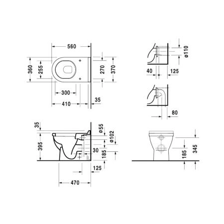 Duravit Starck 3 Унитаз 56х36см., напольный, приставной, с креплением, цвет: белый