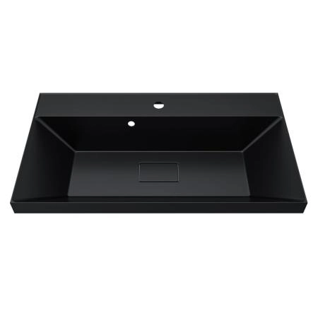 Раковина для ванной Uperwood Classic New 80х45х16,3 см, черная глянцевая, с накладкой для слива