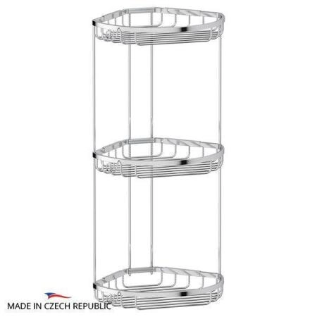 Полочка-решетка FBS Ryna RYN 027 с крючками угловая 3-х ярусная 26/26/26 cm хром