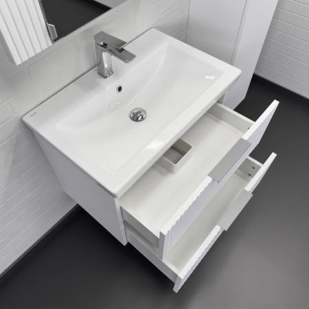 Тумба с раковиной Comforty Лима-70П2 00-00019188 подвесная белая матовая с раковиной Комо 70