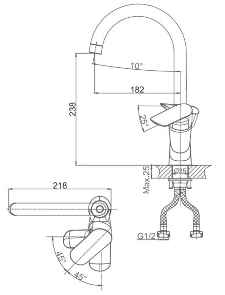 Смеситель для кухни D&K Venice Baciano (DA1032401)