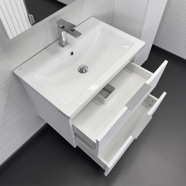 Тумба с раковиной Comforty Лима-70П2 00-00019188 подвесная белая матовая с раковиной Комо 70