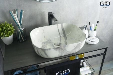 Раковина Gid K397G125 50x40 на столешницу камень глянцевая