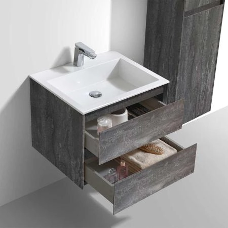 Тумба под раковину Vincea Luka 600 подвесная, 2 выкатных ящика soft-close, G.Stone