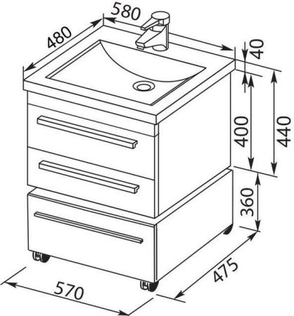 Тумба под раковину Aquanet Нота 58 белый