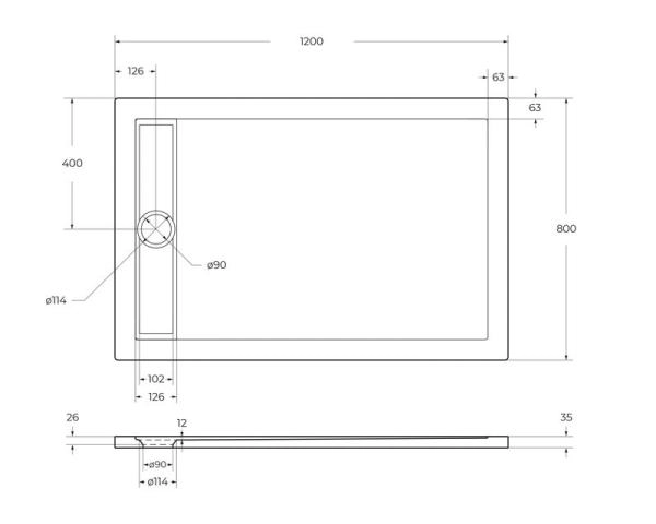 Поддон для душа BelBagno 120x80 прямоугольный акрил TRAY-BB-DUE-AH-120/80-4-W0