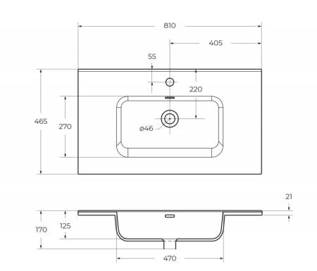 керамическая Раковина Белый 1010x460x175 LOV-1000-LVB