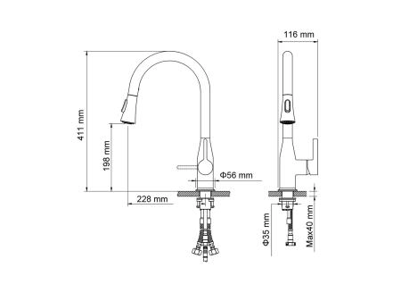 Смеситель для кухни с выдвижной лейкой Timo Saona хром (2336/00FL)