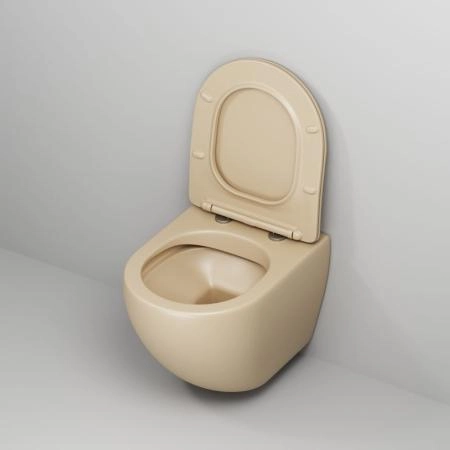 Унитаз Grossman GR-4455BEMS Color (485*360*375) БЕЖЕВЫЙ МАТОВЫЙ подвесной Безободковый с тонкой крышкой