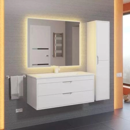 Тумба под раковину для ванной Uperwood Modul 100 см, подвесная, глянцевая, белая