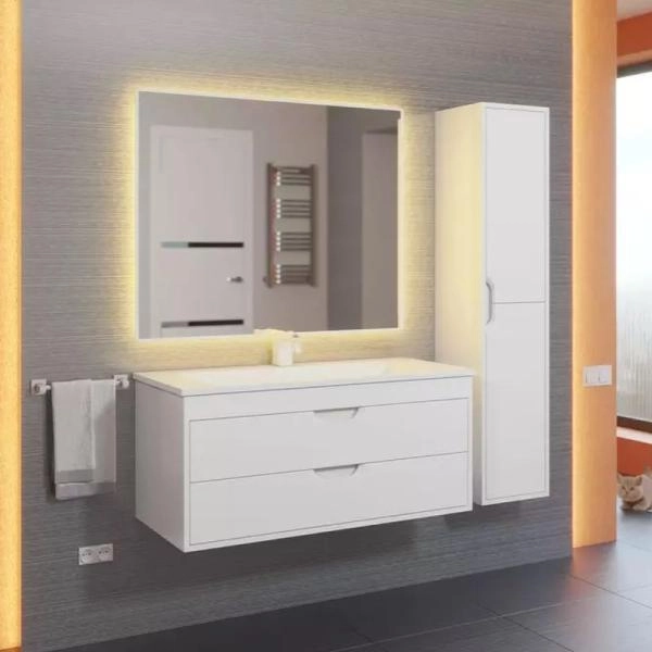 Тумба под раковину для ванной Uperwood Modul 100 см, подвесная, глянцевая, белая