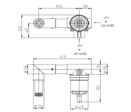 Скрытая часть для смесителя из стены Bossini Apic Z00548000