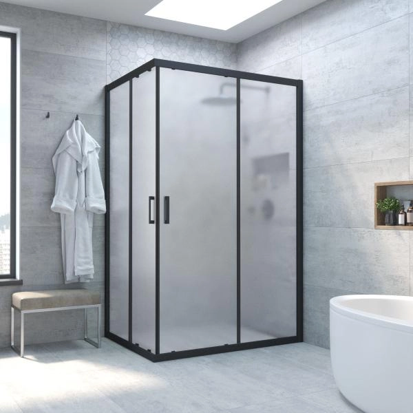 Душевой уголок Vegas-glass ZA-F NOVO h2000 120*90 02М 10, профиль черный матовый, стекло сатин