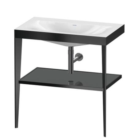 Duravit XViu Консоль напольная, 80x48x85см, с полкой, с раковиной без перелива, без отв., цвет: black matt/black high gloss lacquer