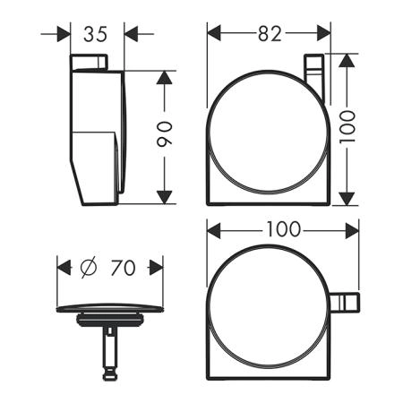 Hansgrohe Exafill S Внешняя часть излива на ванну с набором для слива и перелива, цвет: шлифованная бронза