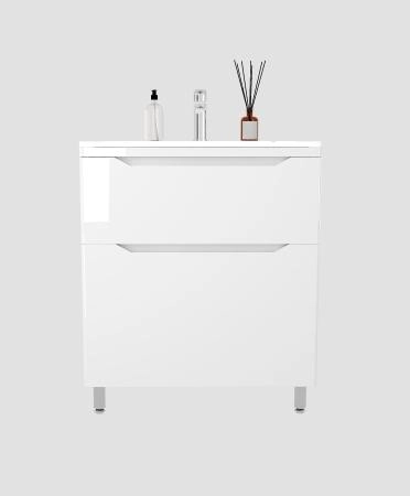 Тумба напольная Style Line Марелла 70 (2 ящ.) Люкс антискрейтч белый глянец, PLUS
