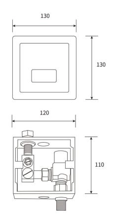 Смывное устройство для писсуара сенсорное beWash Photocell BWAM0UR301 (скрытый монтаж), цвет - нержавеющая сталь, 220В/6В