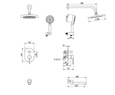 Душевая сиситема Bronze de Luxe Scandi (14582B) черный