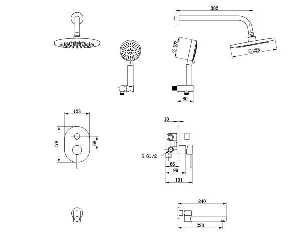 Душевая сиситема Bronze de Luxe Scandi (14582B) черный
