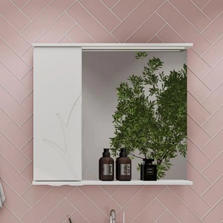 Зеркало-шкаф Volna Adel 80 левый белый глянец