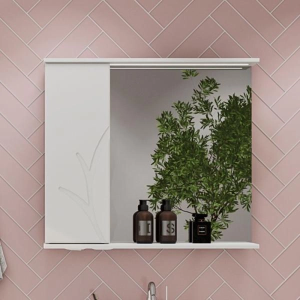 Зеркало-шкаф Volna Adel 80 левый белый глянец