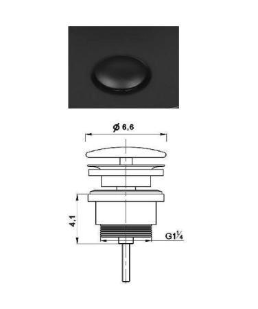 Донный клапан с керамической крышкой Vincea DBS-216MB, черная мат. крышка, без перелива
