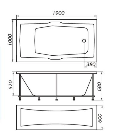 Акриловая ванна 1Marka Korsika 190x100 см без гидромассажа
