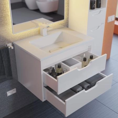 Тумба под раковину для ванной Uperwood Modul 65 см, подвесная, матовая, белая