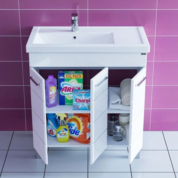 Тумба под раковину СаНта Омега-80, 207051, 3 двери, напольная, белый (ум. Фостер 80)