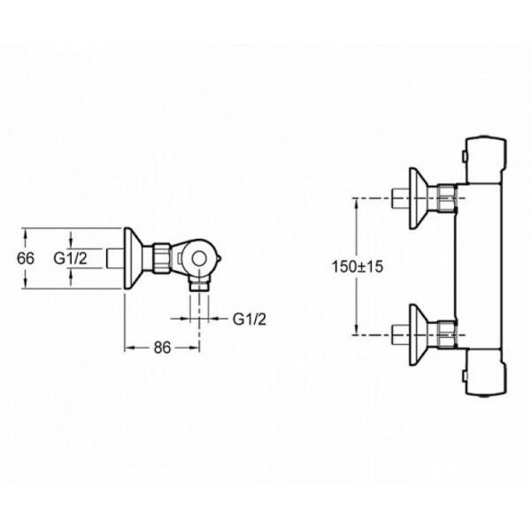 Смеситель Jacob Delafon JULY E8455-CP для душа термостат хром
