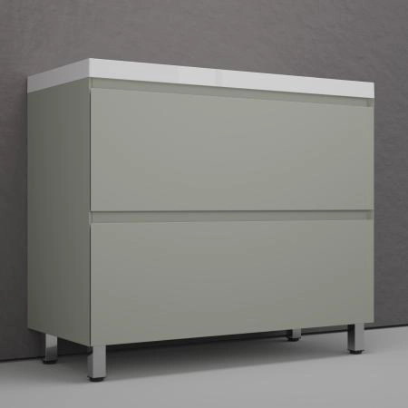 Тумба напольная Style Line Манхэттен 100 ЭМАЛЬ под ASTI 100 2 ящика PLUS олива
