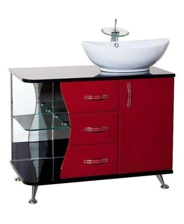 Тумба под раковину Bellezza Рио 90 R напольная с 3 ящ. красная/черная