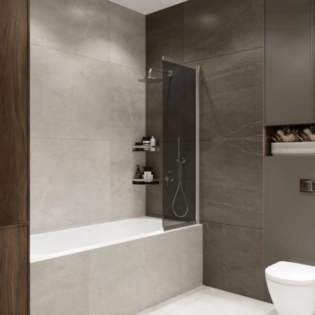 Шторка на ванну Terminus Ното 1CS150х90CT 150х90 тонированная, слайдер хром