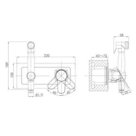 Смеситель с гигиеническим душем встраиваемый D&K Rhein Marx (DA1394501)