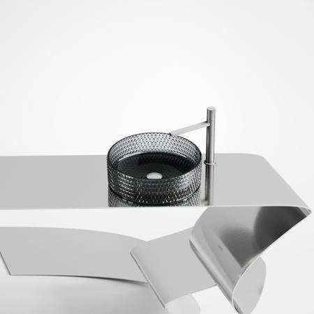 Умывальник чаша накладная круглая (цвет черный) Cristal 360x360x112мм