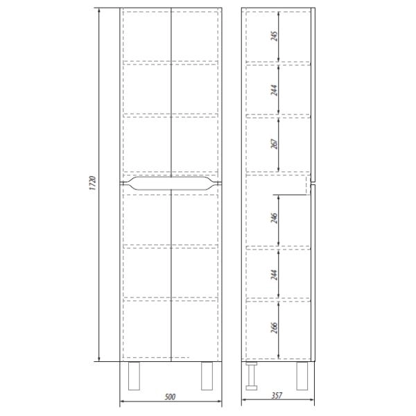 Пенал Dreja Eco QL 50 99.0011, белый лак, 4 дверки